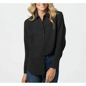 NEW Elizabeth & Clarke Unstainable "The White" Vegan Silk Top Women 14 Black